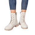 thumbnail image 6 of Willtoo Womens Combat Boots Round Toe Lace Up Side Zipper Mid Heel Ankle Boots Vintage British Style Fashion Non Slip Booties, 6 of 6
