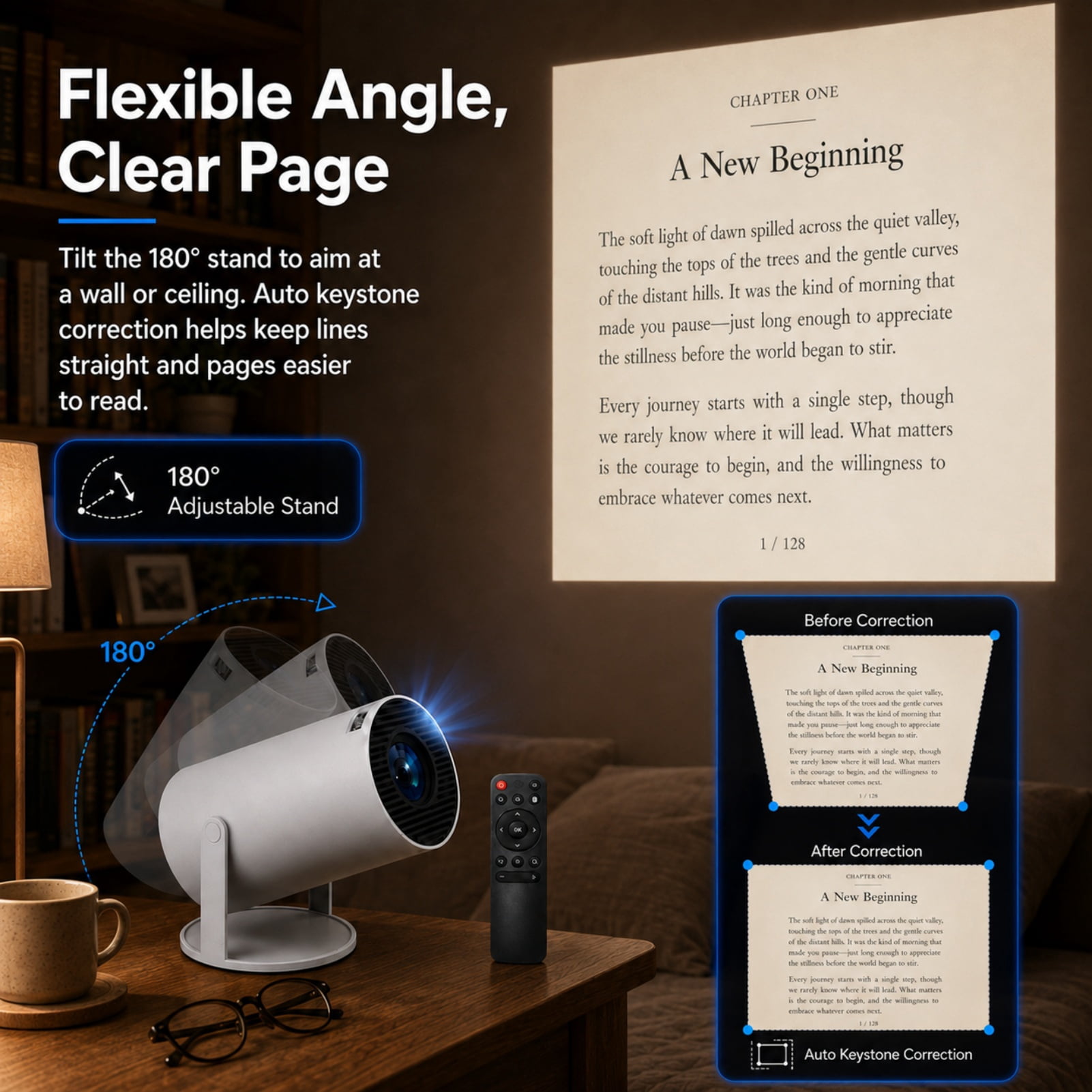 Storyverse Projector, Storyverse Projector with Bluetooth and Wifi Capabilities, Flexible 180° Projection and Automatic Image Calibration, HD Input Support with Built-In Audio, Ideal for Indoor