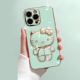 thumbnail image 3 of Funda de lujo con soporte de espejo de Hello Kitty para iPhone 14, 11 Pro Max, 13, 12 Mini, XS, XR, X, 8, 7, 6S, 6 Plus, cubierta trasera de silicona suave, 3 of 5
