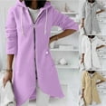 thumbnail image 4 of Outerwears Hooded Sweatshirt Solid Color/Color Block Long Sleeve Jacket Clothes Plus Size Winter Lightweight Long Coat Fall Fashion Zip Up Cardigan With Pocket for Women Purple XXXL, 4 of 10