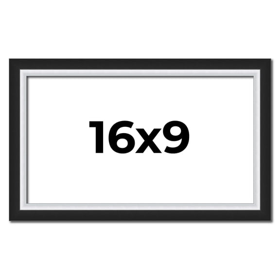 16x9 Frame Black & Silver Solid Wood Picture Frame Width 1.25 Inches | Interior Depth 0.75 Inches |