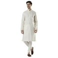 thumbnail image 2 of Ethnix Men's Indian Classic Embroidered Collar Placket Kurta Tunic Pajama Combo; Butter Cream; XL, 2 of 5
