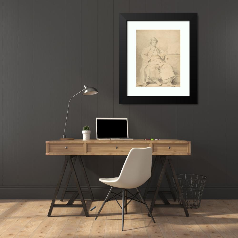 Jean-Honoré Fragonard 20x24 Black Modern Framed Museum Art Print Titled - The Sultan (1774)