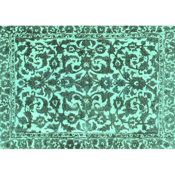 Ahgly Company Machine Washable Indoor Rectangle Abstract Turquoise Blue Modern Area Rugs, 5' x 8'