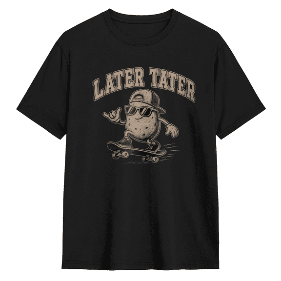 Later Tater Cool Graphic Tee for Men and Women, Funny Party Cotton Short Sleeves T-Shirt