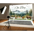 thumbnail image 3 of 10 x 6.5 ft Oh Boy Backdrop Forest Adventure Mountain Wilderness Woodland Wildlife Owl Fox Deer Squirrel Bear Baby Shower Photography Background Greenery Forest Party Banner Photoshoot Props, 3 of 5