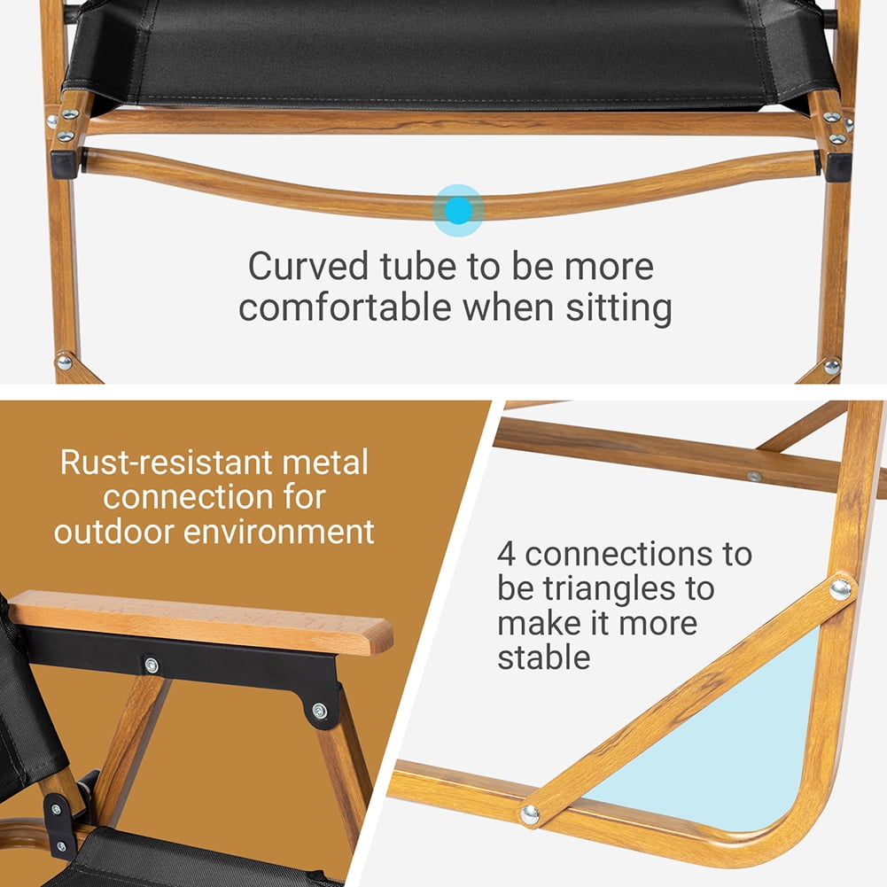 Kadyn Folding Camping Chair, Outdoor Chair for Adult, Modern Camping Chair with Large Aluminum Frame, Black Kadyn Folding Camping Chair, Outdoor Chair for Adult, Modern Camping Chair with Large Aluminum Frame, Black