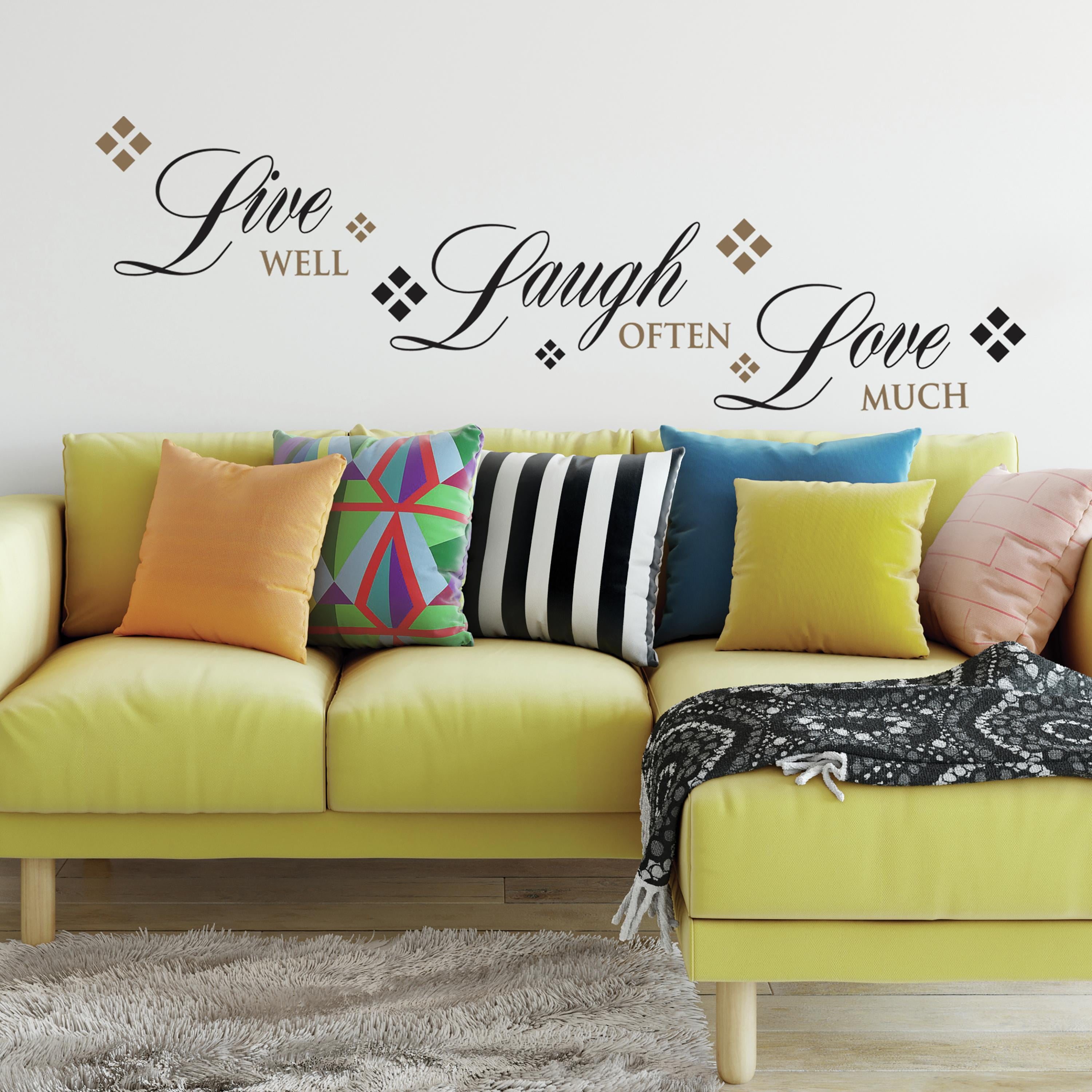 Live Laugh Love Text Lettering Quote Bedroom Living Room Color Peel & Stick Wall Sticker Black Size 16ES x 24ES Design with Vinyl Moti 2157 2 Decal 