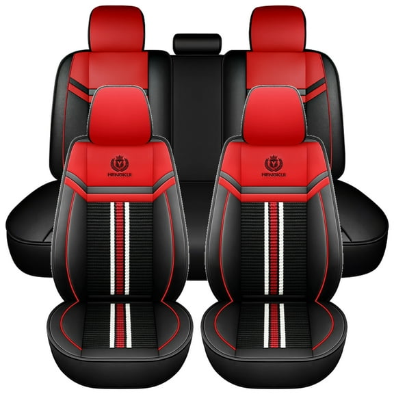 Maidao Car Seat Covers Full Set Leather for Jeep for Grand Cherokee 1992-Present 5 Seats Water Resistant Front Rear Cushion Protector Red