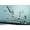 thumbnail image 3 of Kingston KB1751BEXBS Essex Two-Handle 4-Hole 8" Centerset Kitchen Faucet with Brass Sprayer in Polished Chrome, 3 of 6