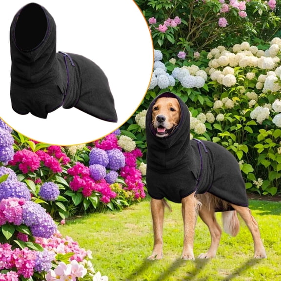 Kingtowag Pet Thick Winter Coat Black Size L, Autumn Winter Cute Warm Dog Clothing Apparel, Cozy & Stylish Thick Dog Jacket, Cold Weather Canine Outerwear