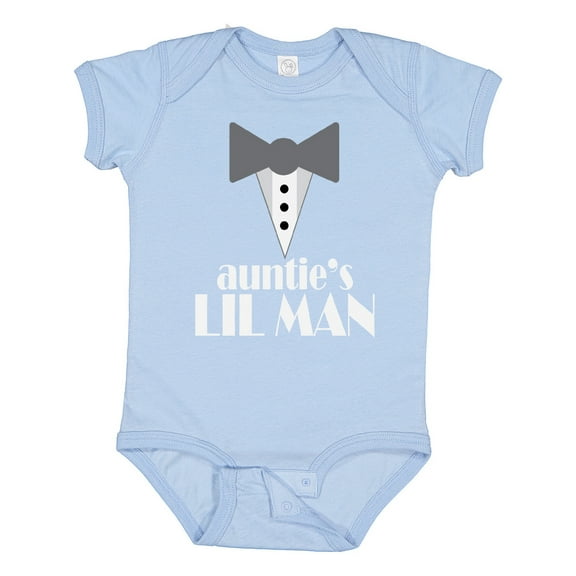 Inktastic Auntie Lil Man Tuxedo Front Boys Baby Bodysuit