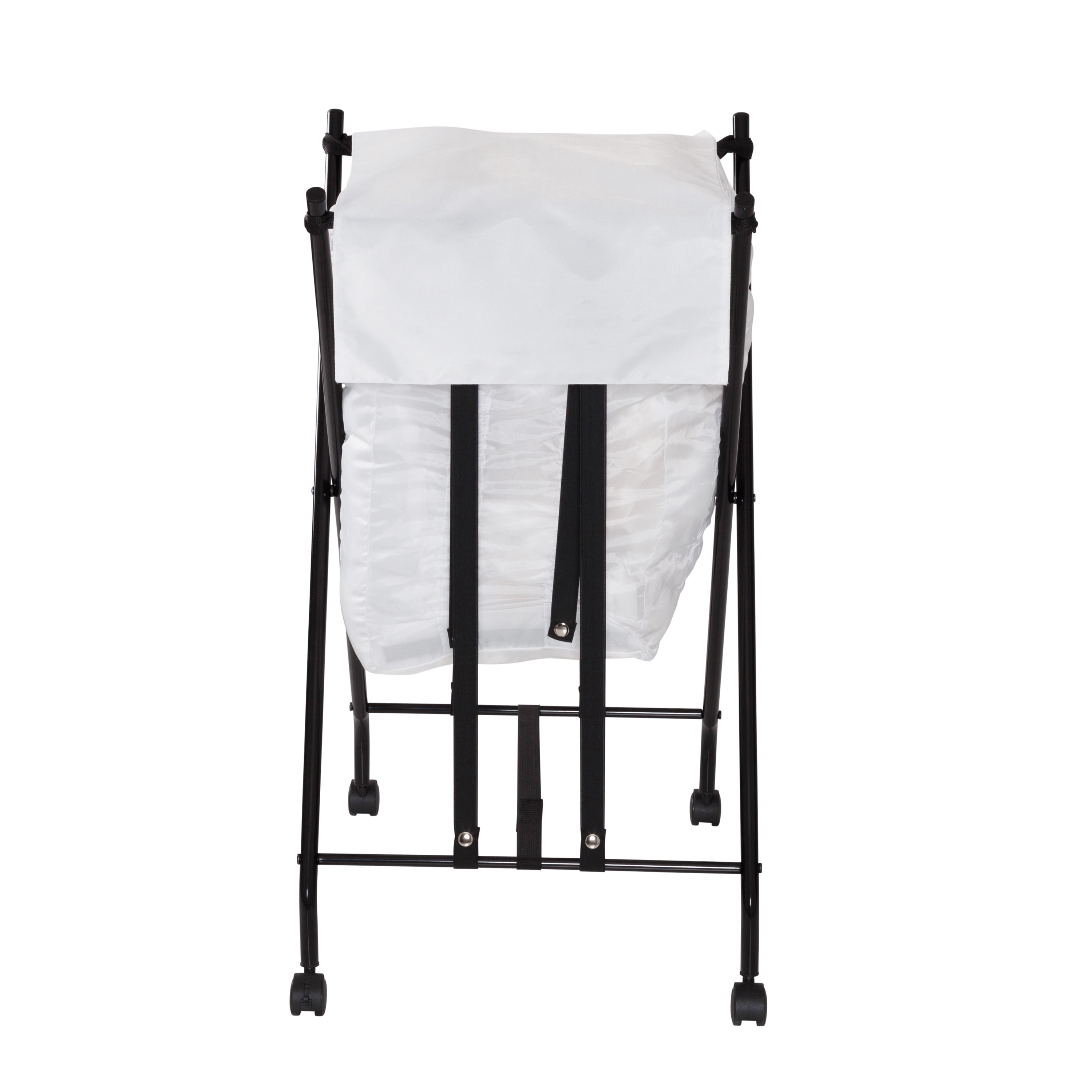 Honey-Can-Do Steel Folding No Bend Lifting Laundry Hamper with Removable Polycotton Bag, White/Black
