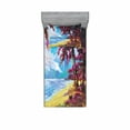 thumbnail image 2 of Ambesonne Floral Fitted Sheet & Pillow Sham Set, Summer Blossom Trees, Queen, Blue Pink Cream, 2 of 3