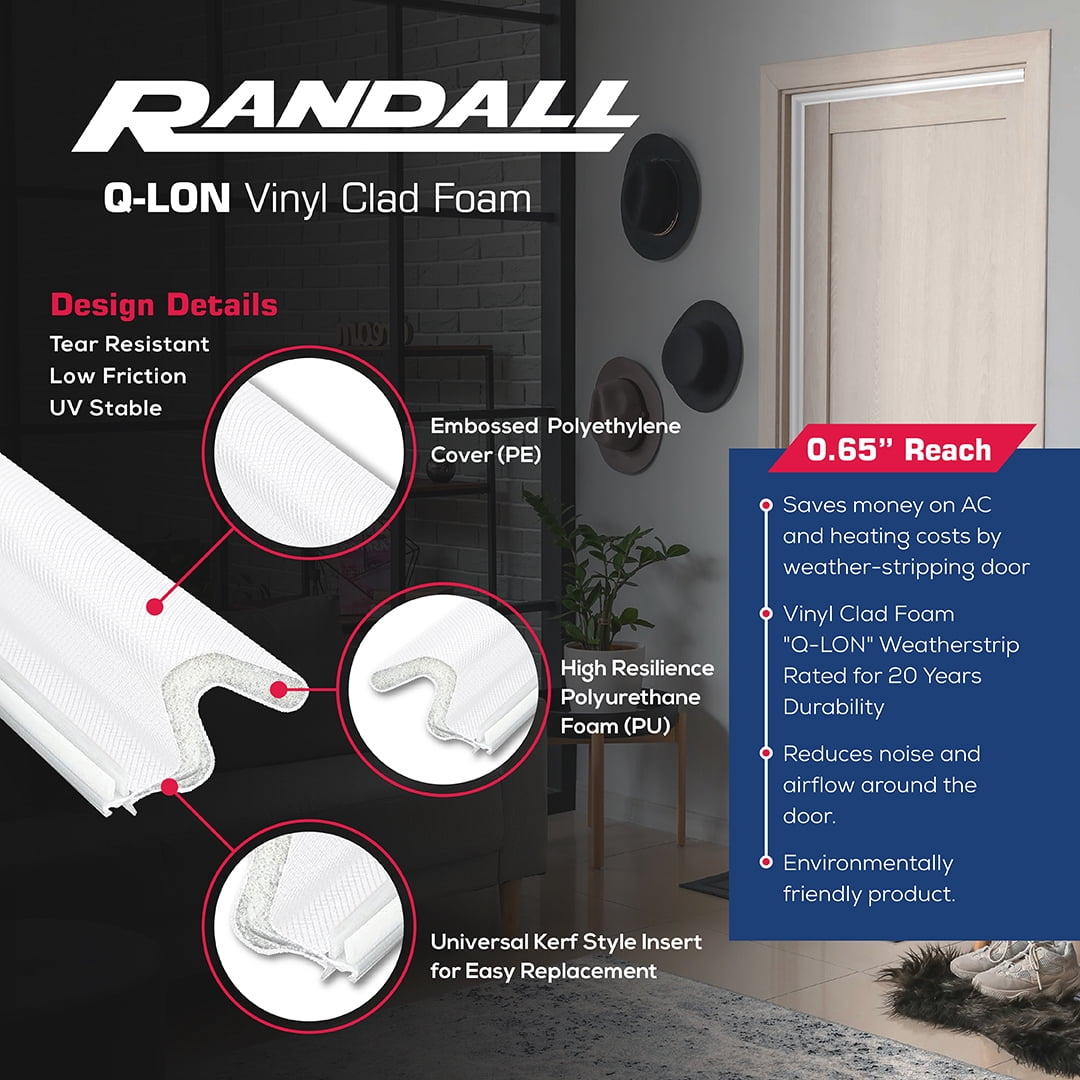 Q-Lon Foam Kerf Weather Stripping for Doors 3 Piece Set -1 PCS 36" x 2 PCS 84" (White)