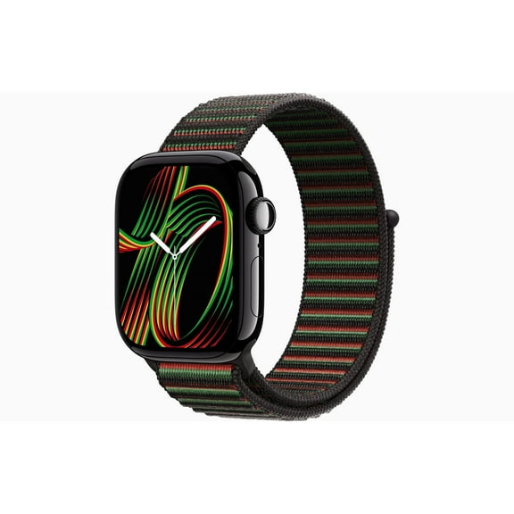 Restored Apple Watch Series 10 GPS 46mm Jet Black Aluminum Case with Black Unity - Unity Rhythm Sport Loop (Refurbished)