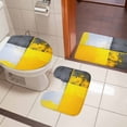 thumbnail image 5 of Abstract Color Block Bathroom Rugs Set White Yellow Black Modern Non Slip Absorbent Soft Bath Mats 3 Piece Set with Bathroom Rug, U-Shaped Floor Mat, Toilet Seat Cover Large Size, 5 of 9