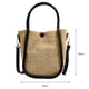 thumbnail image 4 of Bolso de mano de paja hueca, bandolera de hombro de cuero de playa tejida (negro), 4 of 7