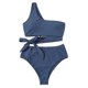 thumbnail image 1 of Traje de baño para mujer, talle alto, correa para un solo hombro, transpirable, elástico, simple, elegante, trajes de baño divididos para fiestas en la playa, gris, azul, S, 1 of 7