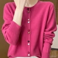 thumbnail image 4 of BiZtdJrK Womens Cardigan Crew Neck Long Sleeve Button Down Sweaters Solid Open Front Sweater Cardigans Comy Casual Outwear Hot Pink L, 4 of 5