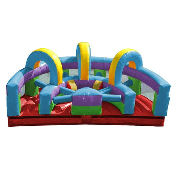 TentandTable 30' Commercial Inflatable Obstacle Course, Retro Rainbow U-turn
