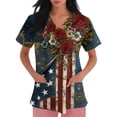thumbnail image 4 of Bbyeadc Oversize United States T-Shirts for Women Short Sleeve Freedom T-Shirt V Neck Celebration United States Shirt Casual Going Out Top,Blue(XL), 4 of 5