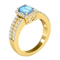 thumbnail image 3 of Mauli Jewels Rings for Women 2.77 Carat Diamond and Emerald Shaped Blue Topaz Ring prong 10K Yellow Gold, 3 of 7