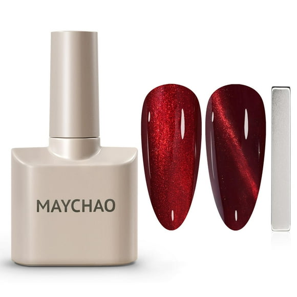 Esmalte de uñas en gel MAYCHAO Cat Eye, 15 ml, color burdeos con imán