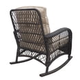 thumbnail image 6 of 3 Pieces Conversation Set, Outdoor Wicker Rocker Patio Bistro Set, Rocking Chair with Glass Top Side Table, 6 of 8