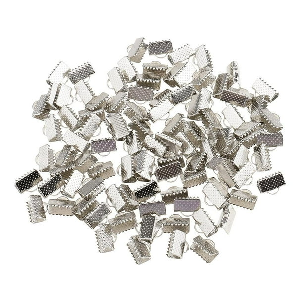100 piezas de extremos de cordón de engarce de cinta, cierre de cinta para bisutería y manualidades 10mm