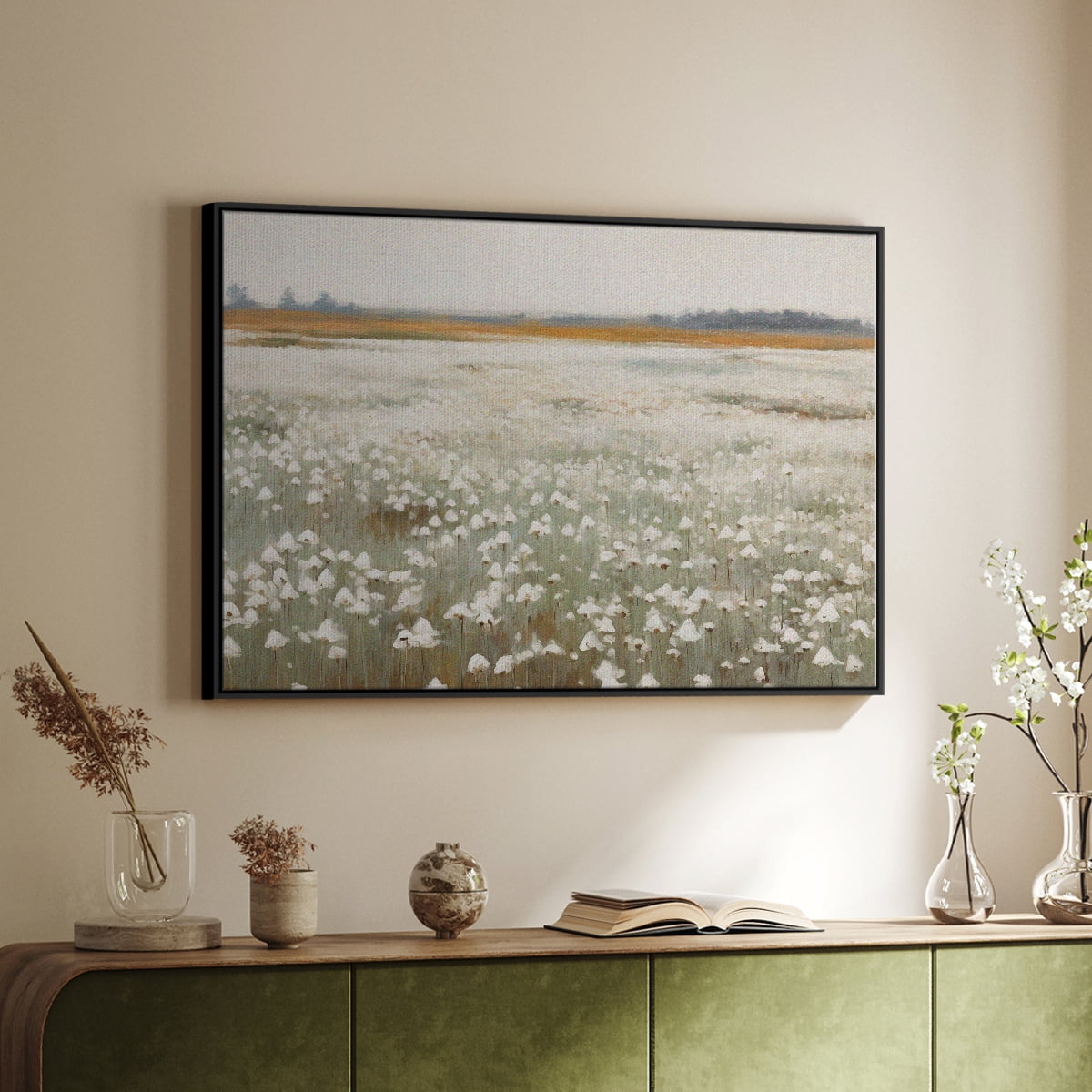 Vintage Landscape-XVII By Wexford Home Framed in Black Wood Gallery Wrapped Canvas 17 in. x 25 in.