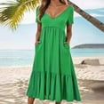 thumbnail image 2 of GYUJNB Robe Maxi Bohème Imprimée Florale 2024 pour Femmes, Col en V, Manches Courtes, Fendue, Soirée Plage, 2 of 6