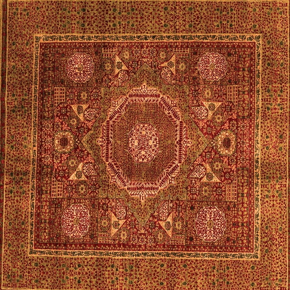 Ahgly Company Indoor Square Oriental Orange Modern Area Rugs, 3' Square