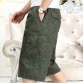 thumbnail image 3 of OGLCCG Men's 3/4 Long Cargo Shorts Cotton Casual Twill Elastic Below Knee Loose Capri Pants Multi-Pocket Athletic Workout Capris for Big and Tall Men, 3 of 5