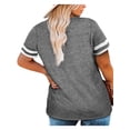 thumbnail image 3 of Casual Summer Tops for Women V Neck T Shirts Short Sleeve Tunic Tops Loose Fit Women's Striped Strappy V-neck Color-Plaid T-shirt, 3 of 5