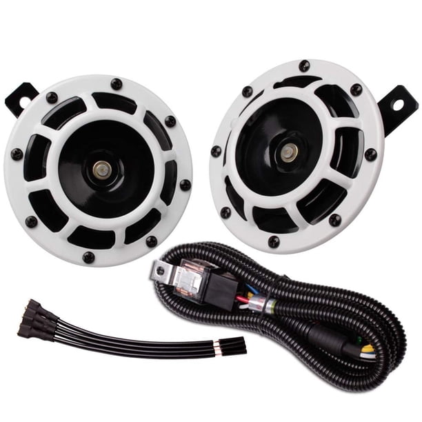 FARBIN - Bocinas de coche de 12 V, tono alto, tono bajo, metal, doble con arnés de relé, universal p