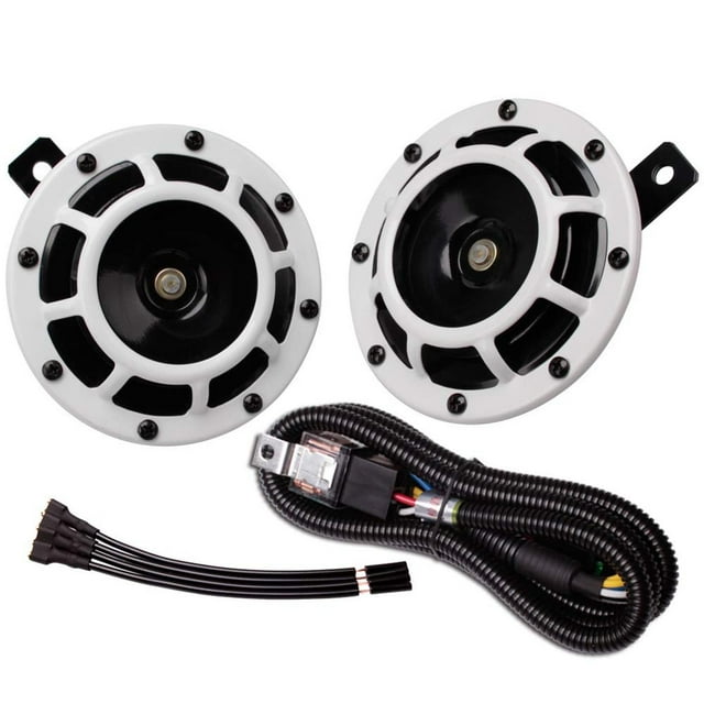 FARBIN - Bocinas de coche de 12 V, tono alto, tono bajo, metal, doble con arnés de relé, universal p