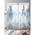 thumbnail image 3 of Ombre Forest Grey Semi Sheer Window Curtains 108 Inches Long, Mountain Watercolor Branches Rod Pocket Voile Silky Chiffon Curtain Light Filtering Drapes for Living Room, Kitchen, 52"x108", 2 Panels, 3 of 9