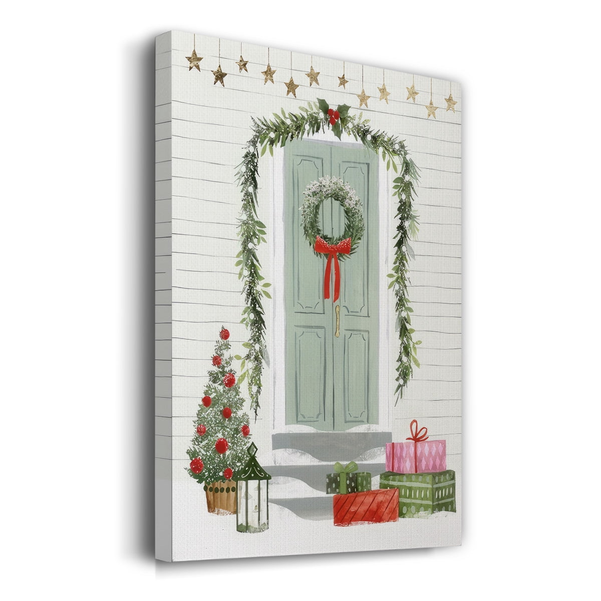 Festive Front Door I- Gallery Wrapped Canvas