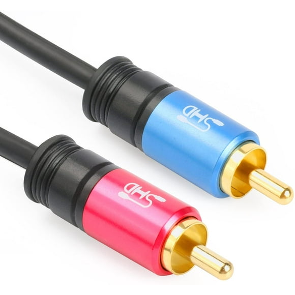 SHD 2RCA Cable Stereo Audio Cable 2RCA Male to 2RCA Male Premium Sound Quality OFC Conductor Dual Shielding Gold Plated High End Metal Shell High Flexible PVC Jacket-Black 10Feet