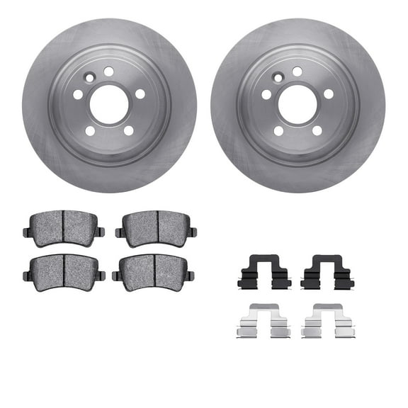 Dynamic Friction Company Rear Brake Rotors with 5000 Euro Ceramic Brake Pads includes Hardware 6612-27154