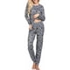 thumbnail image 3 of Women's pyjama set and long sleeve top with trousers dark grey black star, 3 of 4
