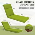 thumbnail image 2 of Kimunuk Outdoor Chaise Lounge Cushions, 72" x 21" x 4" Waterproof Pool Beach Recliner Replacement Cushions with Ties, Grass Green, 2 of 7