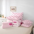 thumbnail image 4 of Erosebridal Kawaii Bow Bedding Twin Size, Cartoon Bowknot Bed in a Bag Twin size, Geometry Stripe Decor, Reversible 7-Piece, 4 of 5