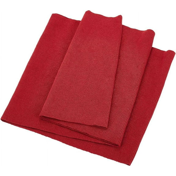 Cotton with Spandex Ribbing Fabric for Cuffs Waistbands Neckline Collar Trim Dark Red 220x630x2.5mm