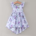thumbnail image 2 of Uuszgmr Cute Dress For Girls Toddler Solid Color Summer Sleeveless Flanged Strap Floral Dress Round Neck Dresses Purple,Size:4-5 Years, 2 of 8