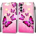thumbnail image 2 of Feishell Wallet Case for Samsung Galaxy S23 6.1 inch,Shockproof Stylish Pattern PU Leather Magnetic Clasp Folio Flip Holder Card Slots Slim Phone Cover with Wrist Strap,Pink Butterfly, 2 of 9