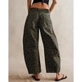 thumbnail image 4 of sicmoss Women's Leopard Y2K Vintage Mid Rise Stretchy Barrel Jeans Loose Wide Leg Cropped with Pockets, 4 of 4