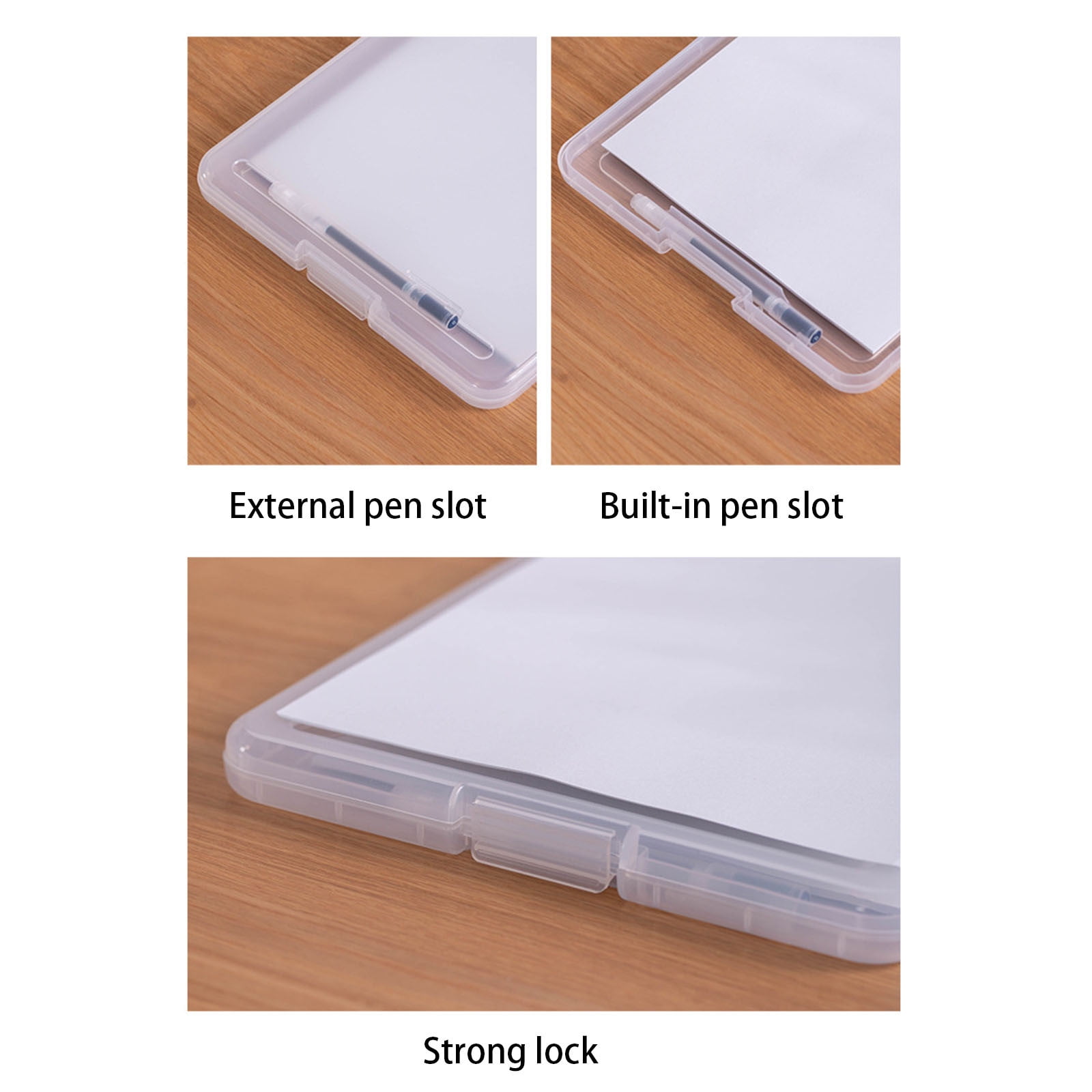 Byujiro A4 Plastic Clipboard Storage Box File Organizer Case with Built-in Clip, Waterproof Document Holder for Office, School, Home & Travel Paper Storage