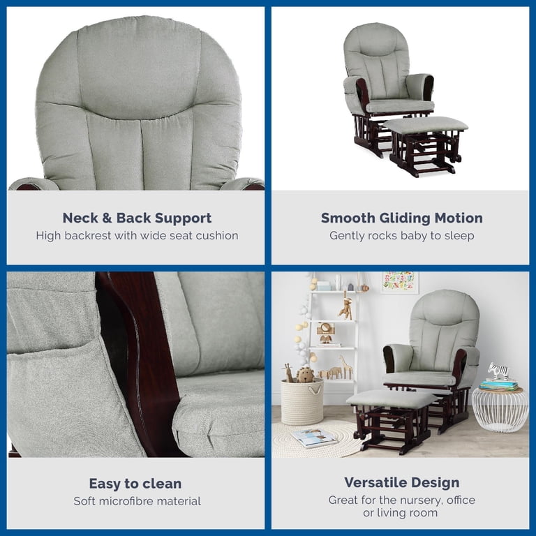Baby Relax Huntington Glider & Ottoman, Brown Wood Frame photo 2